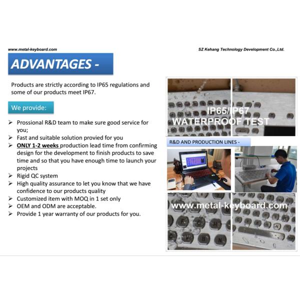 Ruggedized 16 Keys Stainless Steel Keypad Numeric with Top panel mounting