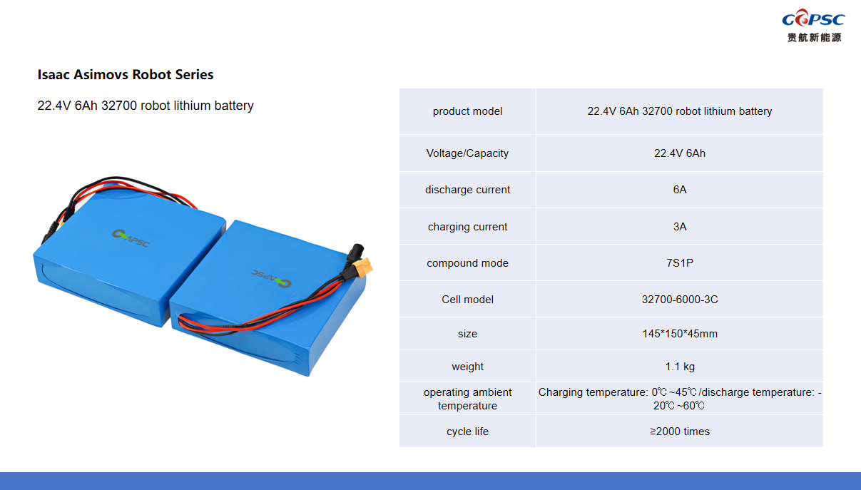 22.4V 6Ah 32700 Robot lithium battery