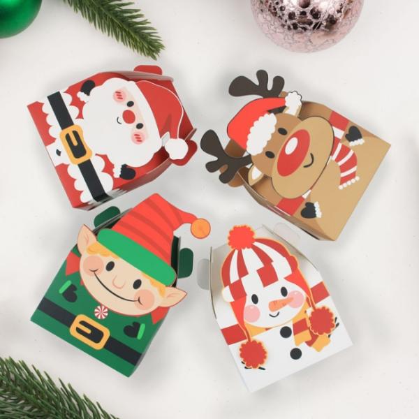Silk Screen Printing Christmas Single Muffin Packaging Boxes 22g