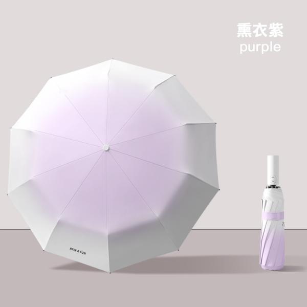 Three-folding Gradient Umbrella with Customized Logo Automatic Sunblock Windproof Paraguas