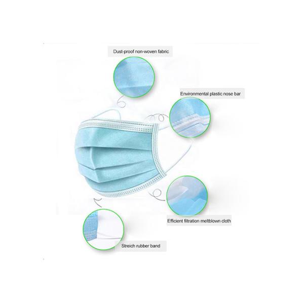 3 Ply Disposable Face Mask Anti Virus Surgical Mask With Elastic Ear Loop