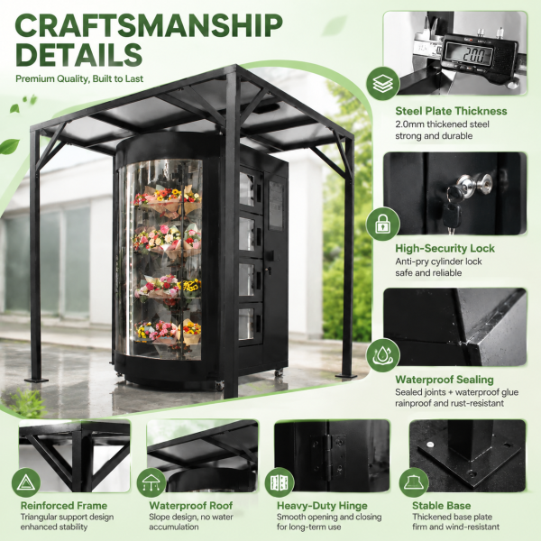 22 Inch Touch Screen Smart Flower Vending Machine with Cooling System and Cloud Remote Management