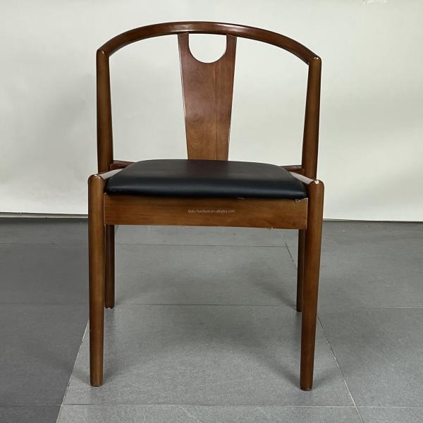 Japanese Wooden Wingback Stackable Dining Chair with Adjustable Height and Customization