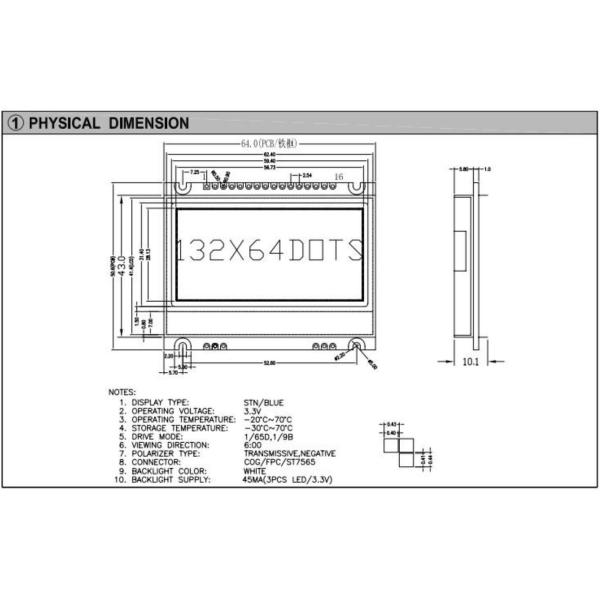 160*32 Graphic LCD Module STN Positive 6H Operating Wide Temperature With Back Light Industrial Display
