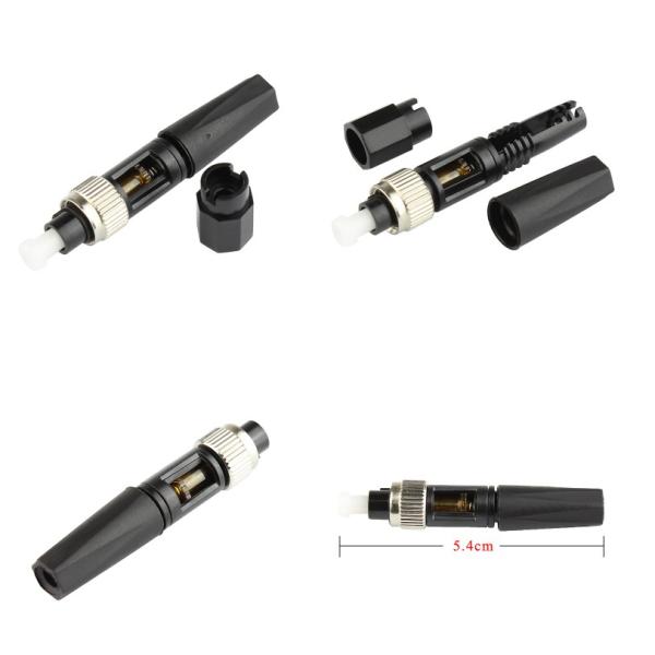 Black Ftth Embedded Fiber Optic Cable Connectors Singlemode Quick Connector