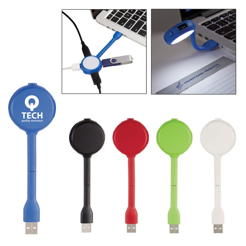 PVC Shell Curved At Any Angle 4 Port USB 2.0 HUB With LED Light