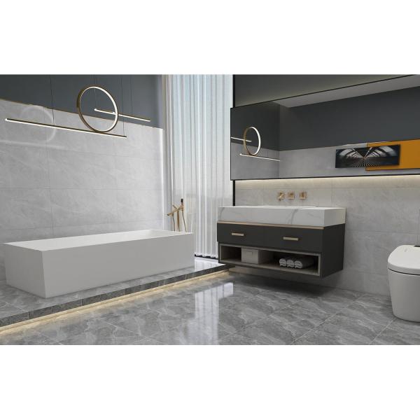 Gray Marble Look Ceramic Rustic Tile 400x400mm Indoor Flooring