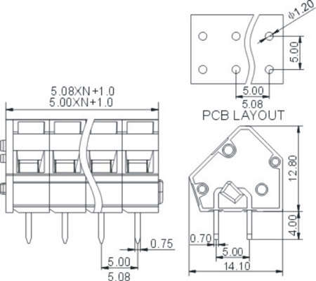 GS245-5.0 PCB Spring Terminal Blocks High Temperature Electric Connector