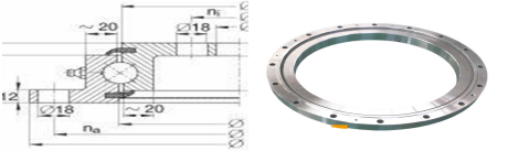 Internal teeth 013.20.415 Slewing Ring Bearing Light Size And Thin Section
