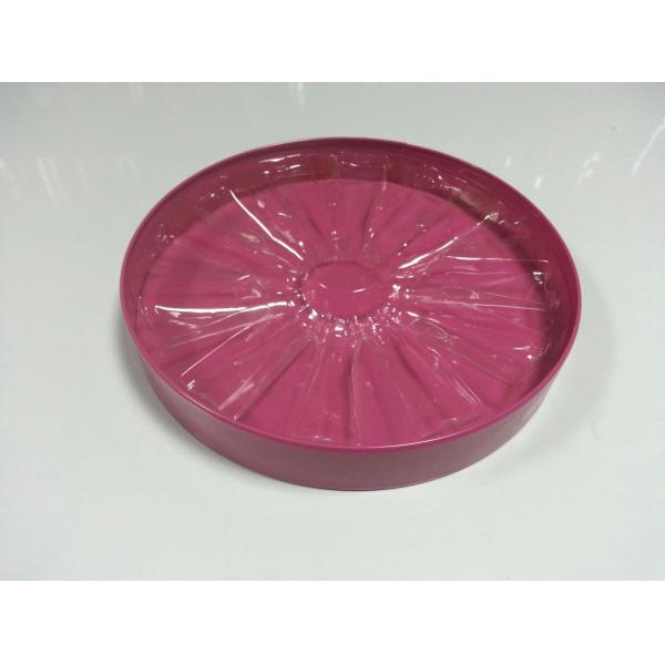 Big Round Tin Can Durable Red Inner For Makeup Packaging With Plastic Insert