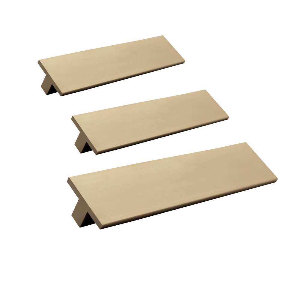 Minimalistic Champagne Cabinet Pulls Rectangular 7 Inches Decorative Drawer Handle and Knob T-type
