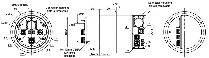 Panlink High Power Slip Ring with 500A Current and 300rpm Speed for Multi-Module Integration