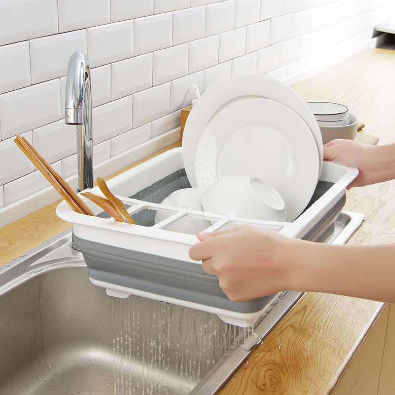Collapsible Bowl Stand Kitchen Retractable Drain Rack Rack Tableware Drain Storage Box Sink Bowl Chopsticks Drain Basket