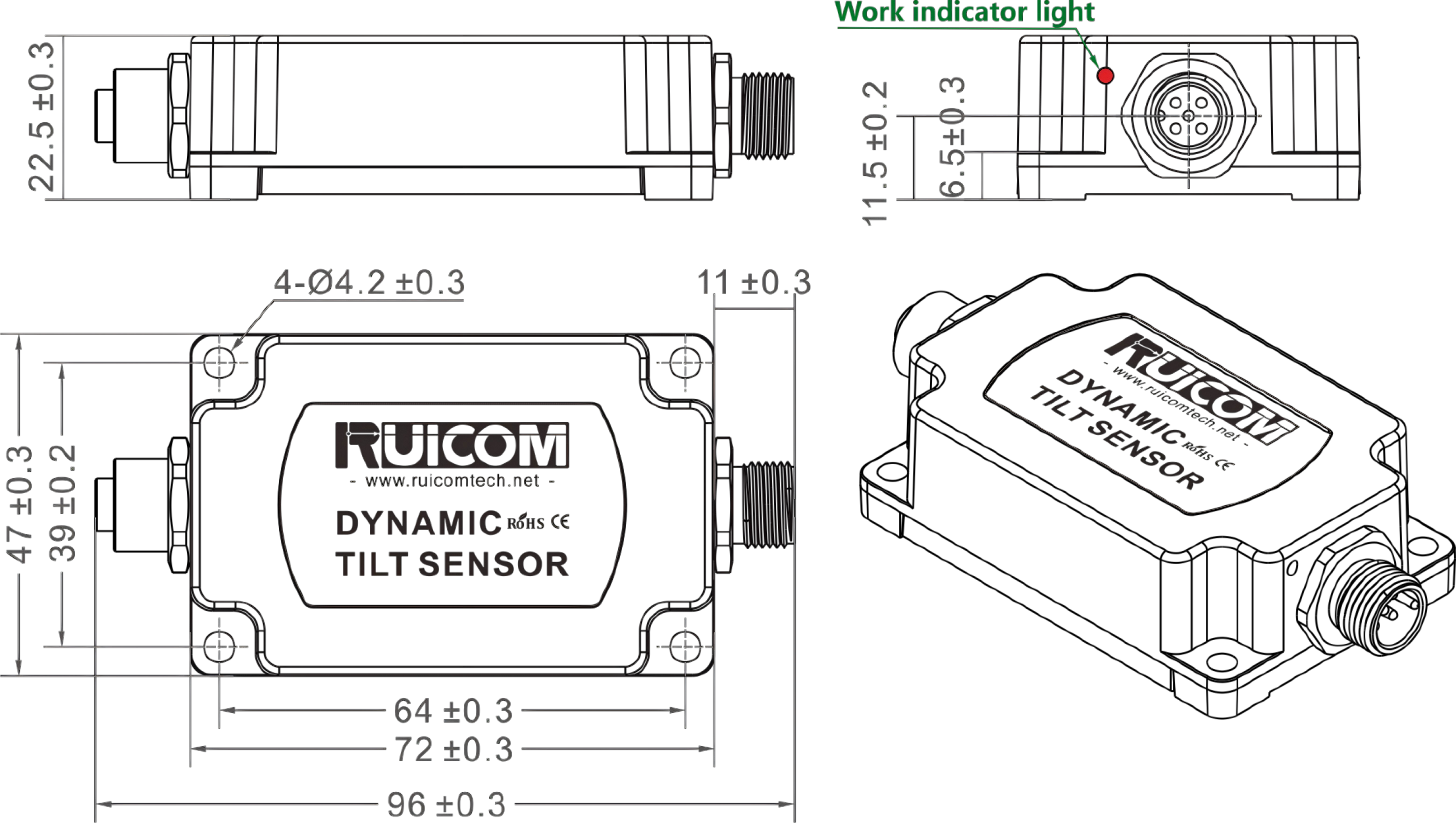DTS6 CANOpen Dynamic Tilt Sensor High Shock Resistant
