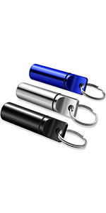 Keychain Pill Holder (2 Pack), Titanium Minsize Waterproof Pill Container/ Case For Purse Or Pocket, Portable Small
