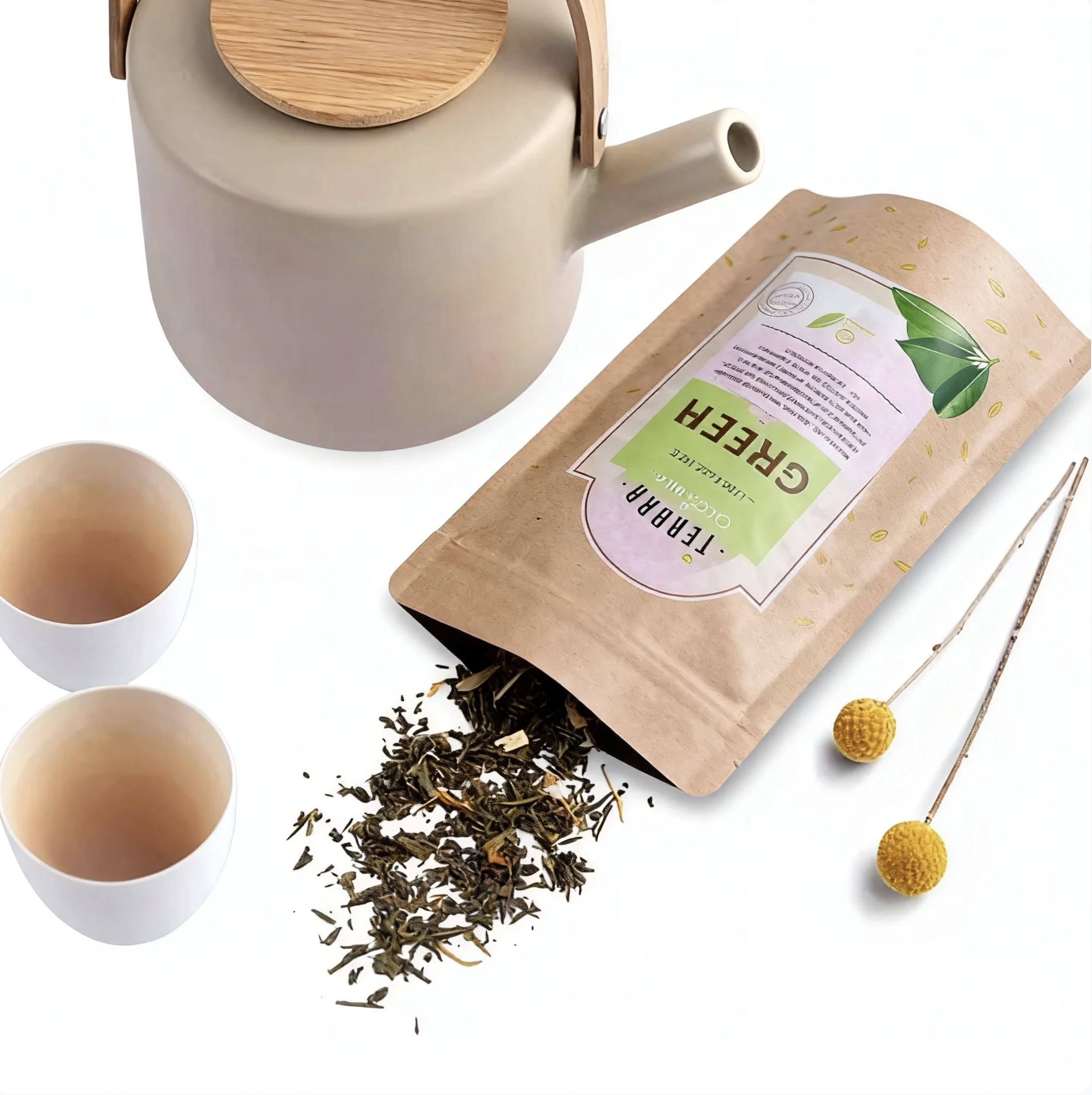 Self Standing Custom Tea Bag Packaging Environmentally Friendly Resealable Design