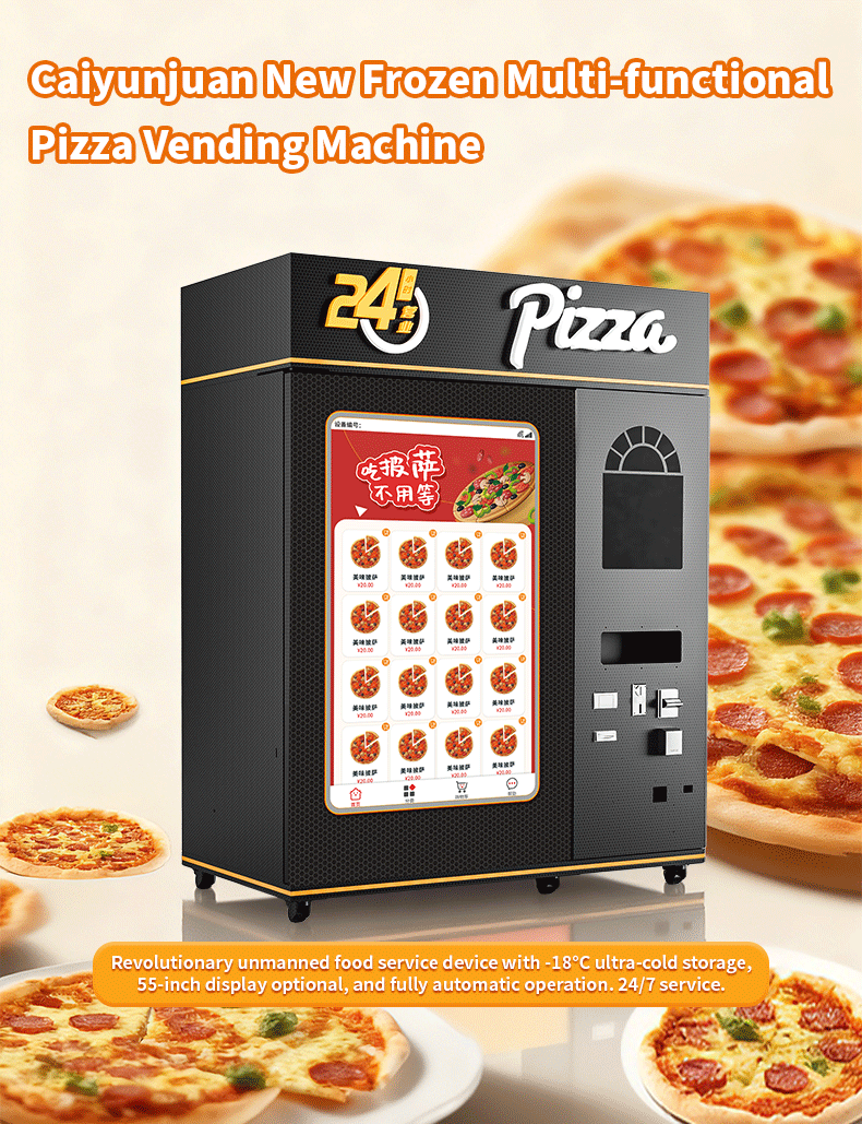Fully Automatic Pizza Vending Machine with 32-inch Touch Screen Multi-Language Interface and 24/7 Availability