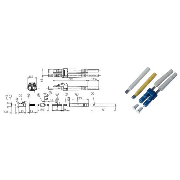 Low Insertion Loss LC UPC Duplex SM Connector 2.0mm Boot Match With 1.6mm / 2.0mm Cable