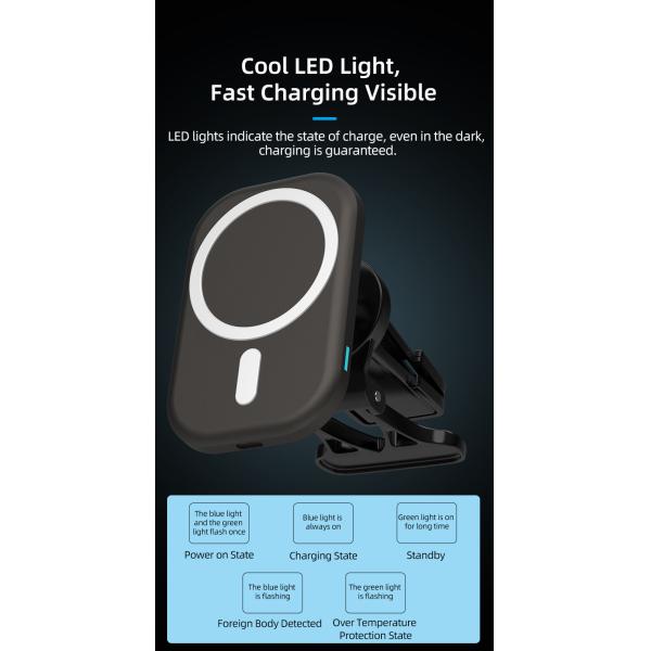 Fast Charging Wireless Car Charger with USB-C Input and Cable Package