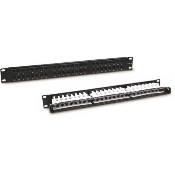 48 Ports 1U Rackmount Patch Panel for Data Center with Cat5e/Cat6 Compatibility