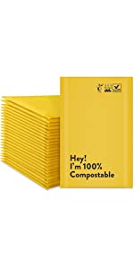 Compostable Padded Packaging Wrap Envelopes Pouches Eco Friendly Self Seal Bag Self Adhesive Durable Waterproof Tearproo