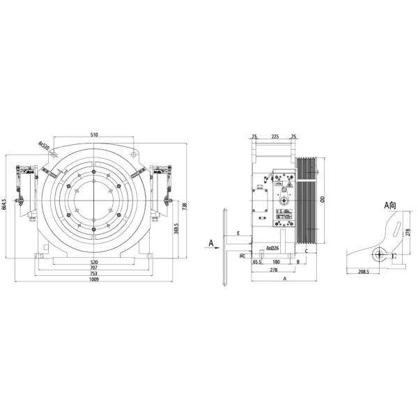 Elevatorre Replacement Parts Gearless Traction Machine With Traction Ratio 2:1