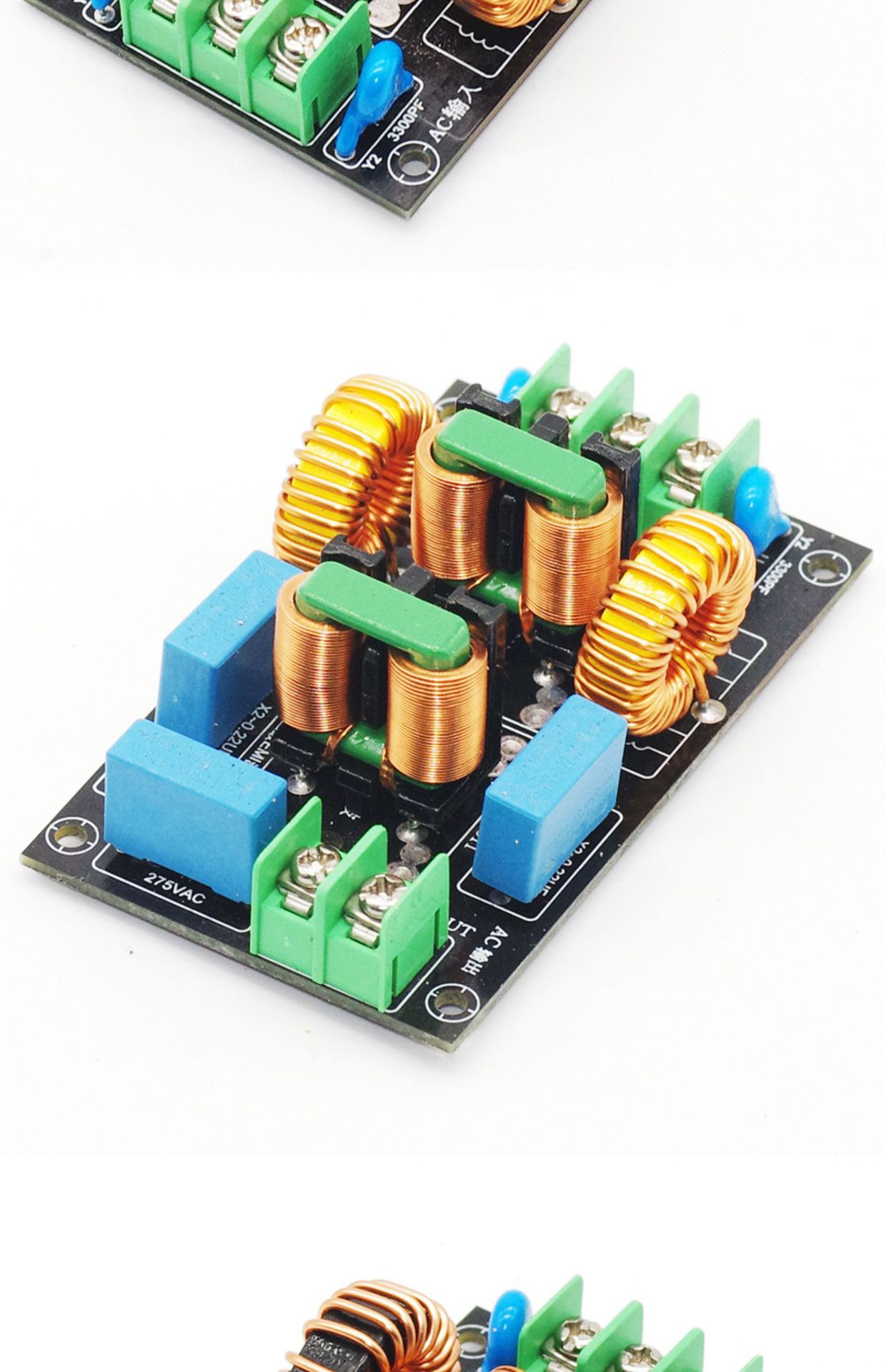 Three-stage EMI/EMC AC Filter Differential Mode Common Mode Electromagnetic Interference Power Amplifier Power Supply Filter