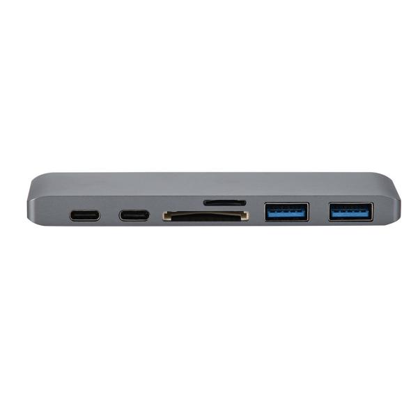 6 in 1 Multi-Port Dual Type C Adapter with USB-C Thunderbolt 3 PD and Data Transfer Port,2X USB 3.0 Ports,SD card reader