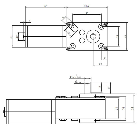 Dc Turbine Worm Gear Motor 260rpm Permanent Magnet For Motorized Curtain