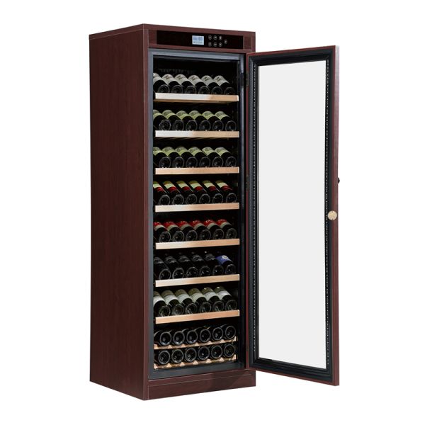 Digital Temperature Control Solid Wood Kitchen Wine Cooler Cabinet with Adjustable Wooden Shelves