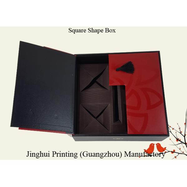Creative Design Square Shape Box Structure Cake Chocolate Packing Box Red Color Printing Rigid Cardboard Box