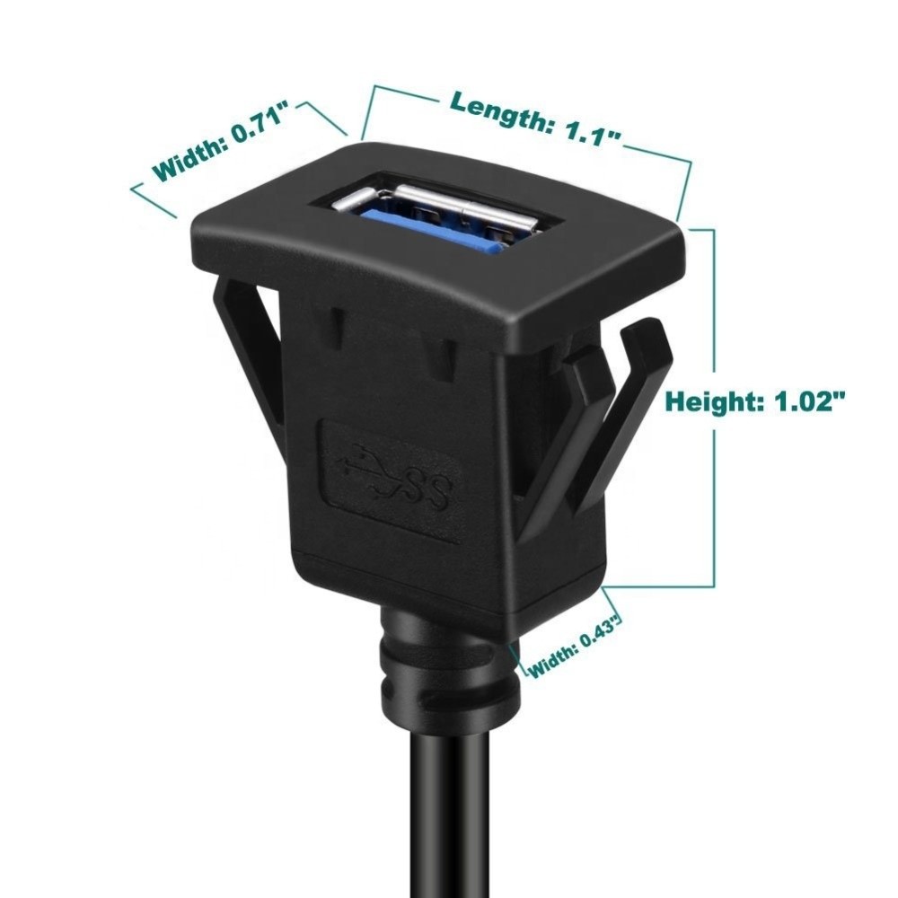 Car Truck 3ft 1m Snap Flush Mount USB Port Extension Cable