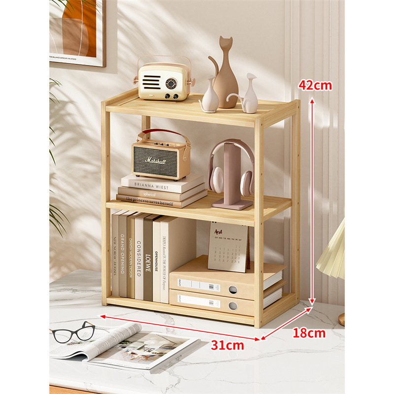 Small Solid Wood Multi-Layer Partition Shelf Double Tiers Bookshelf/Desk Storage/Bedside Storage Plastic Use Office Furniture