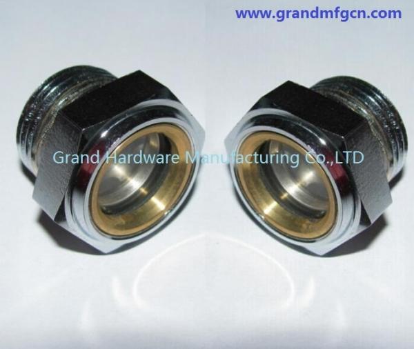 custom male NPT thread 3/4" natural brass oil sight glass level gauge for oil level checing quartz glass tube ODM OEM