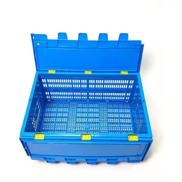 Plastic Turnover Basket Folded Stackable Storage Baskets For Harvest Fresh Food And Fruit Collapsible Crates