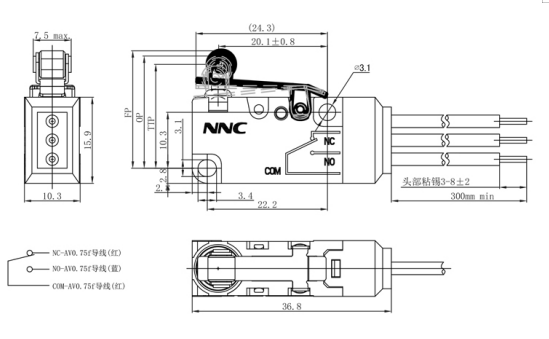 NNC Waterproof Micro Switch NV series for electronics, machinery and light industry