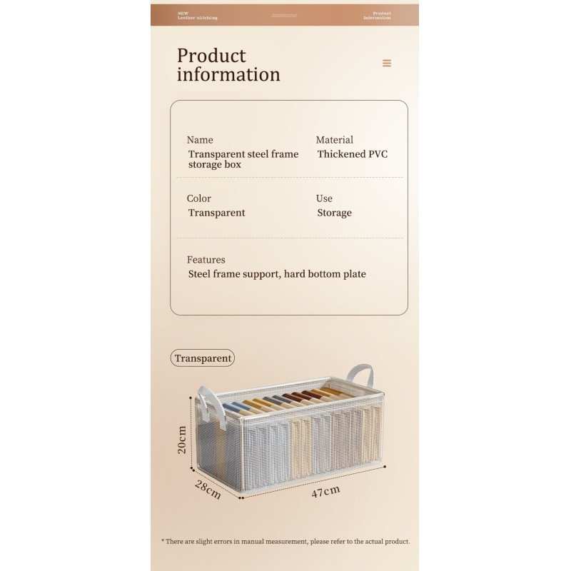 Transparent Large Capacity with Handle Multi-layer Storage Box for Storing Winter Clothes Pants Folding Storage Box