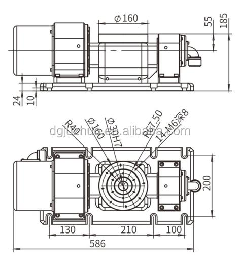 JZ-J160L 5th Axis Rotary Table dimensional drawing