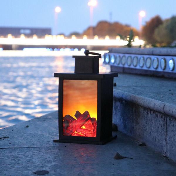 Simulated Fireplace Solar Flickering Flame Lantern 3.7V 5W Solar Courtyard Light