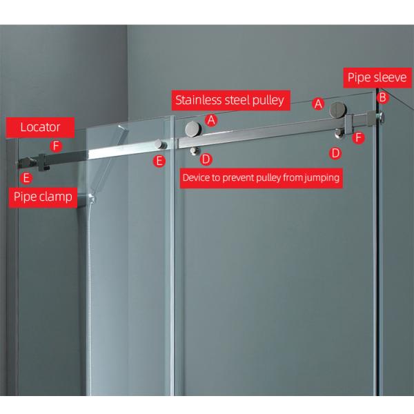 Silver Shower Sliding Door Fitting Set for Customized Bathroom Enclosure Hardware