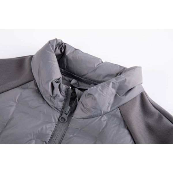 Men's grey lightweight hybrid quilted vest front view
