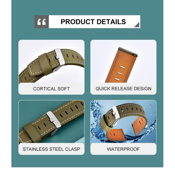 Smooth Vintage Leather Strap · Compatible With Smartwatches