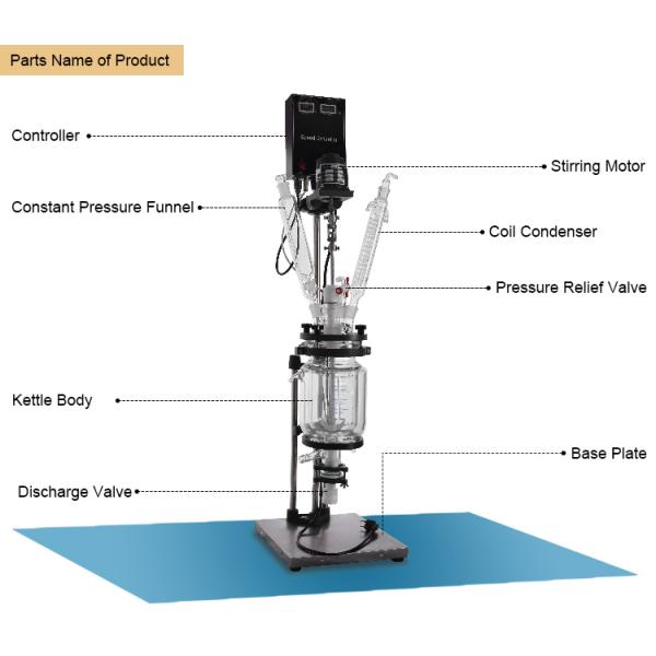 S212 2l Laboratory Double Layer Jacketed Glass Reactor