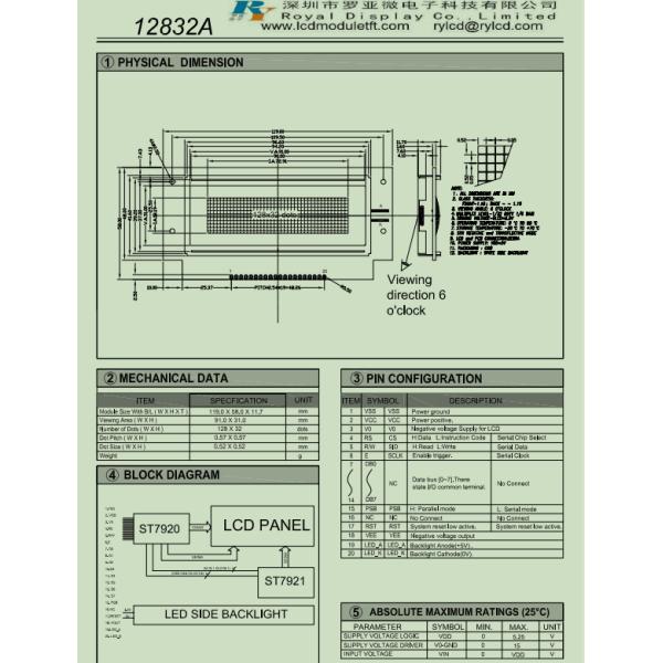 Customized 128*32DOTS IC ST7921 Capacitive with white LED backlight Graphic LCD Module 128x32 Dots For Electronic Scale