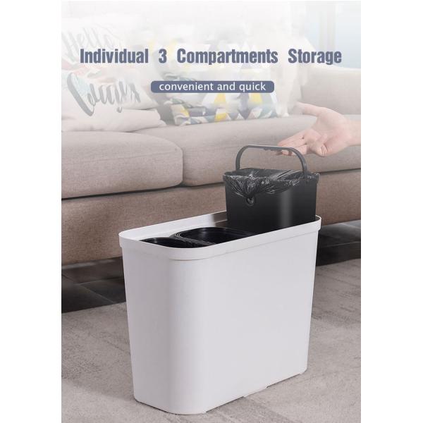 Rectangular Plastic Trash Can With 3 Compartments BROFLY Sorting Garbage Bin