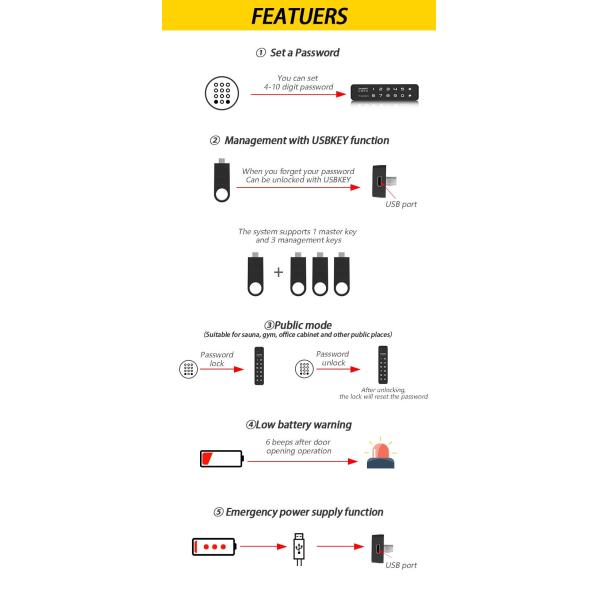 Blue tooth Network Touch Digital Panel Keyless Cabinet Lock for Password Locker Item
