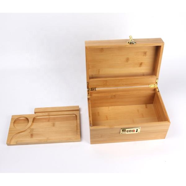 Bamboo Stash Box Bundle with Rolling Tray Storage Set and Lock, Locking Stash Box and Full Set of Tools