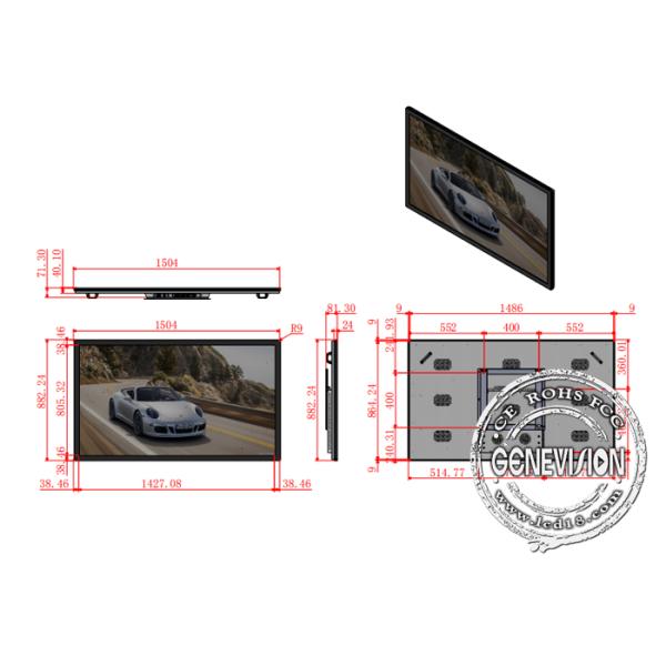 PC Wall Mount LCD Advertising Display 65 Inch Win 10 4G 400cd/2 Brightness