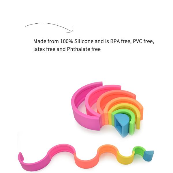 PVC BPA Free Silicone Rainbow Stacker Educational Fun Customized Logo