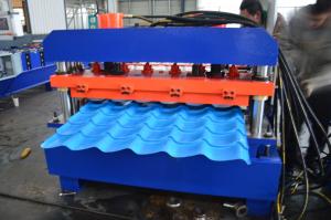 China Glazed Tile Roofing Roll Forming Machine 0.4mm Color Painted Galvanized Steel With PLC on sale